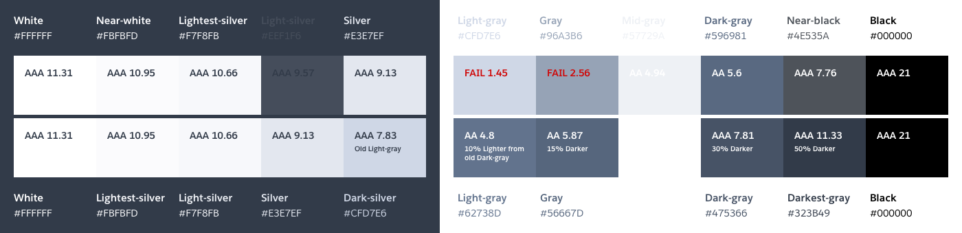 Final complete grayscale palette proposal with all the proposed changes