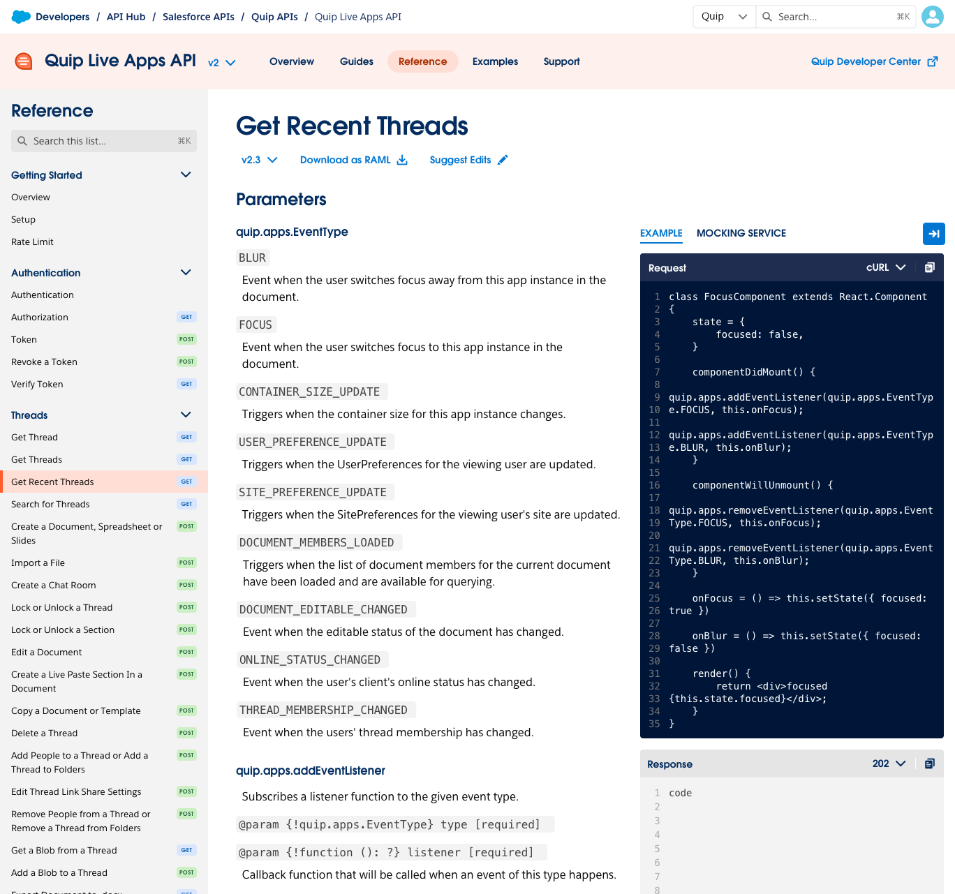 API Reference page high-fidelity mockup