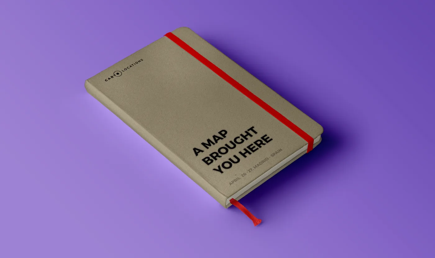 Branded notebooks that says "A map brought you here"